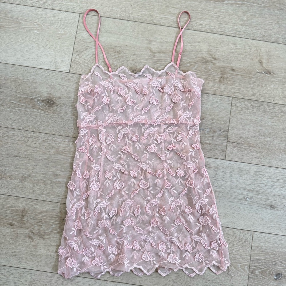 Victoria’s Secret Y2K Pink Lace Slip Sheer Dress